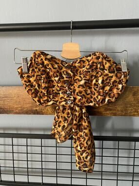 Brian Bailey Animal Print Strapless Crop Top | Size 4